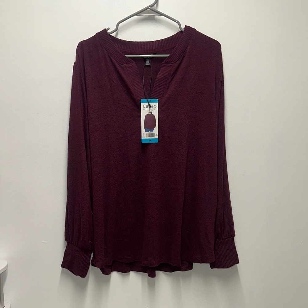 Buffalo David Bitton Deep Burgundy Blouse